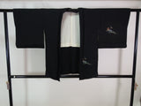 Black haori with Japanese pattern of rough waves, gold thread Kimono jacket