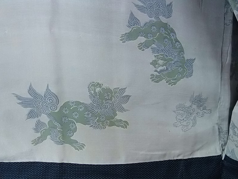 男着物 羽織ジャケットセット 亀甲 御召し着物 Men's Haori Jacket