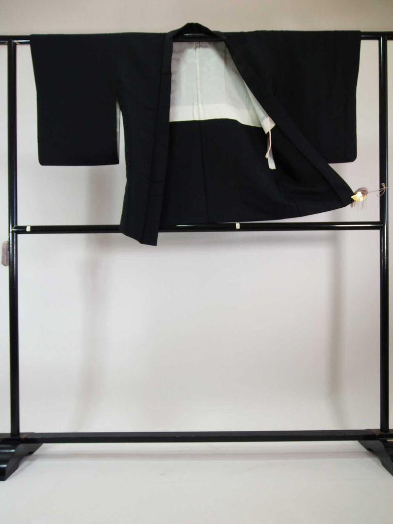 Beautiful black haori, Urushiori, phoenix pattern with phantom bird, silk product, Japanese product, with Japanese family crest Kimono jacket