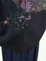 Beautiful black haori, Urushiori, phoenix pattern with phantom bird, silk product, Japanese product, with Japanese family crest Kimono jacket