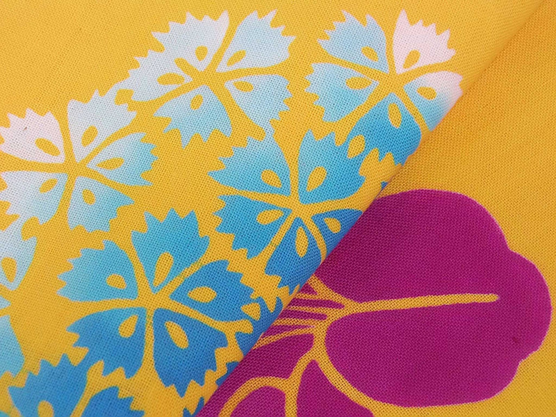 Unused, yukata, cute floral design, hand-stitched, combed, beautiful, yellowish