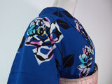 Beautiful, injected dye yukata, rose design, adult cute, hand-sewn on combed fabric, blue