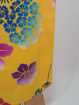 Unused, yukata, cute floral design, hand-stitched, combed, beautiful, yellowish