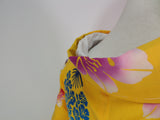 Unused, yukata, cute floral design, hand-stitched, combed, beautiful, yellowish