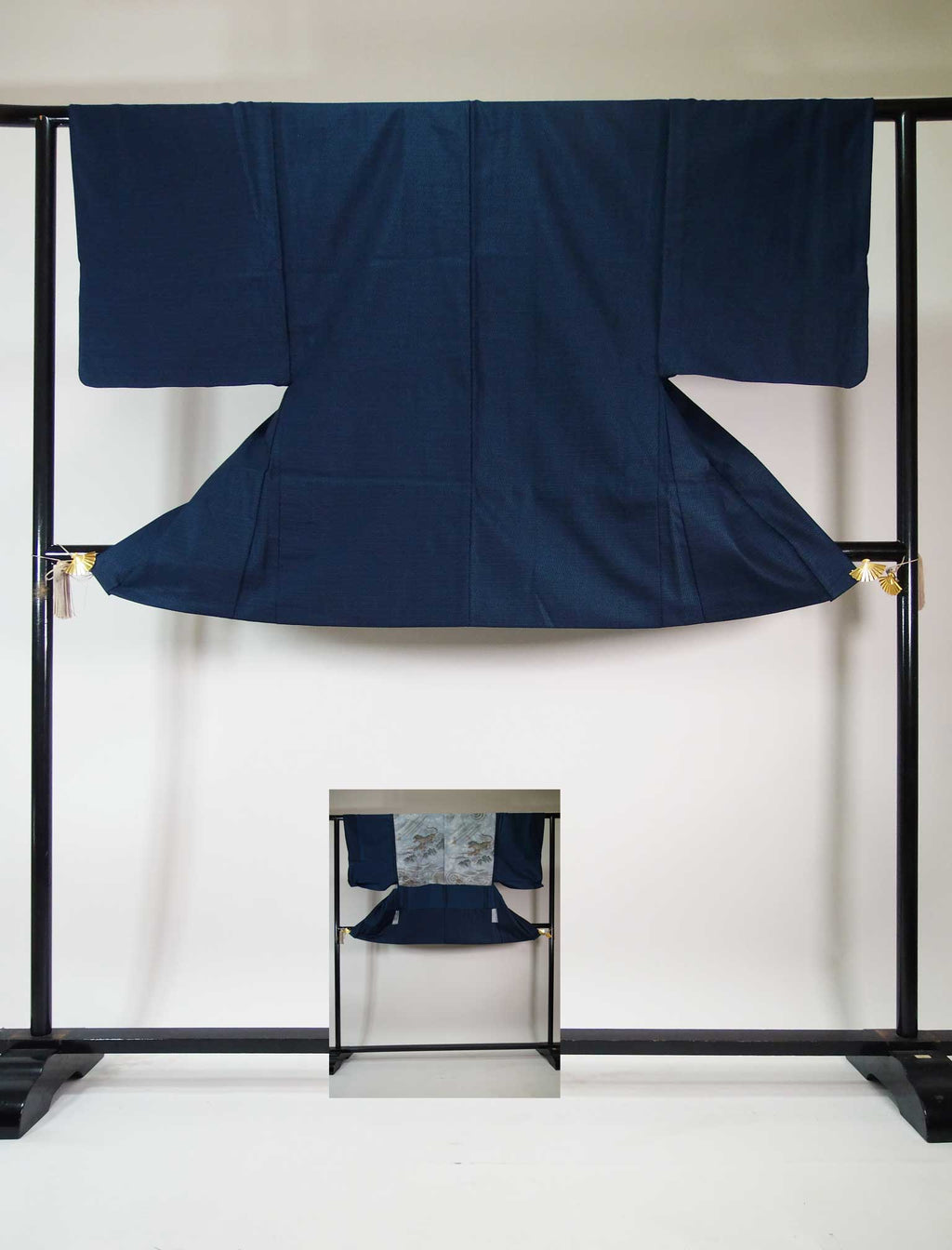 Beautiful men's haori jacket, tortoise shell, omochi wool, navy blue ...