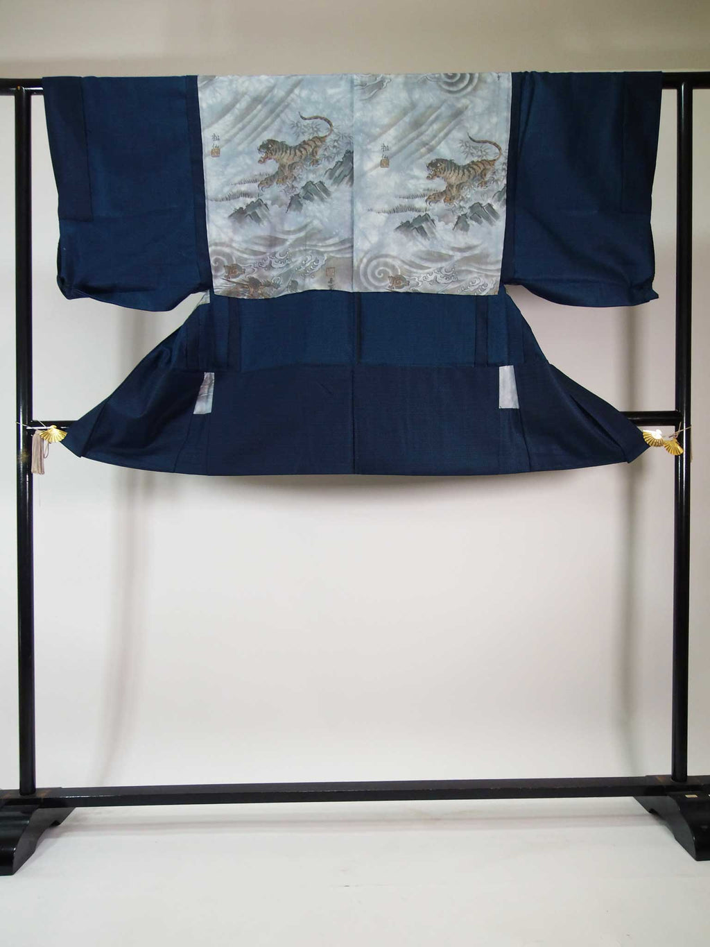 Beautiful men's haori jacket, tortoise shell, omochi wool, navy blue ...