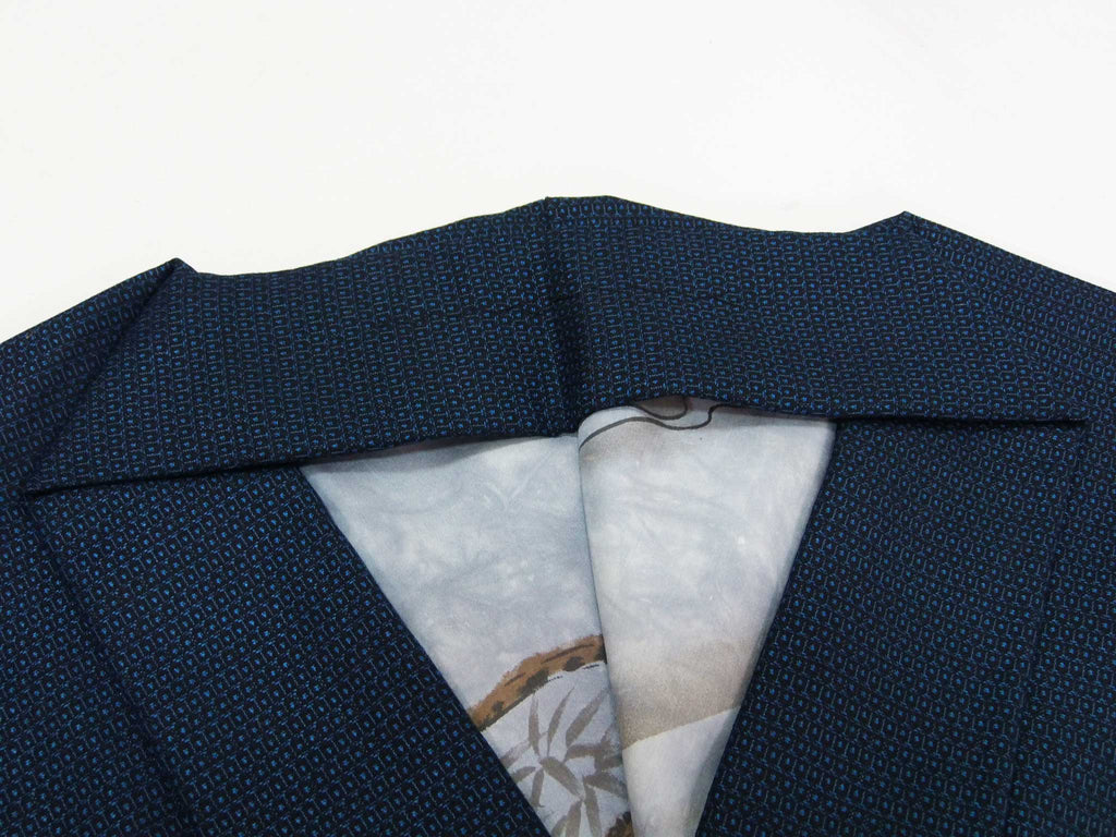 Beautiful men's haori jacket, tortoise shell, omochi wool, navy blue ...