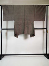 Men's Kimono, set of haori jacket and kimono, pure silk, dark brown