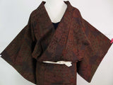 未使用 Tsumugi 和服 十日町 Kiribame 圖案日本和服 絲綢 日本產品 狀況良好
