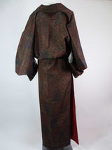 未使用 Tsumugi 和服 十日町 Kiribame 圖案日本和服 絲綢 日本產品 狀況良好