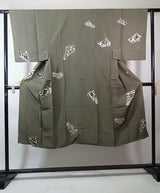 焦茶に薫る和の風格 Men’s Kimono Haori Set 羽織 長襦袢 3点セット 紬調 やや難あり　No11