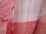 羽織　総絞り　赤色　花模様　絹製品　日本製品　Kimono jacket