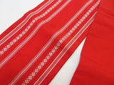 本場筑前博多織　小袋帯　半幅　細帯　献上織　赤色　japanese yukata obi