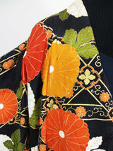 Robe de kimono à feuilles d'or en soie véritable kimono kimono kimono robe de chambre kimono produits en soie unisexe manteau de kimono kimono long furisode or broderie japonaise motif chrysanthème motif traditionnel japonais