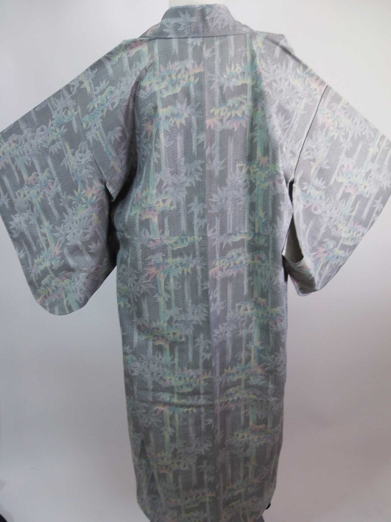 Robe kimono en véritable kimono kimono kimono robe de chambre kimono produits en soie unisexe manteau de kimono kimono long kimono long doublure gris bambou bambou bambou bambou bambou bambou teint à la main
