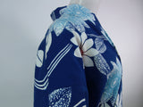 Yukata, blue, injected dye, floral pattern