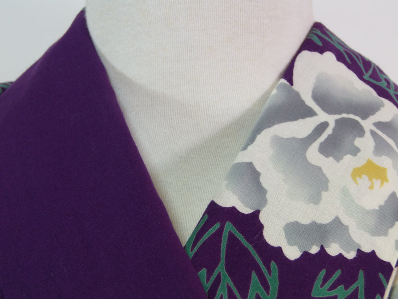Yukata, pour-dyeing, floral pattern, purple