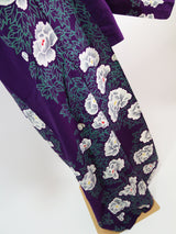 Yukata, pour-dyeing, floral pattern, purple