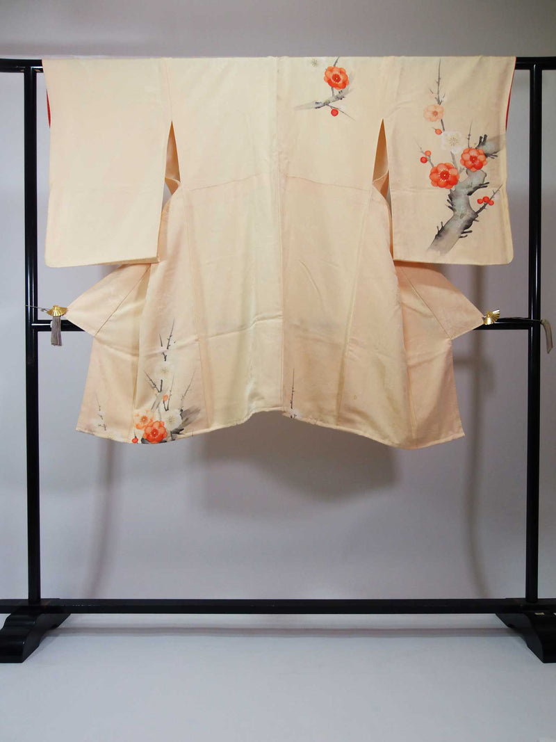 kimono gown made from real kimono kimono kimono robe silk products unisex pure silk thin orange and plum
