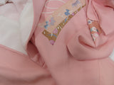 本物の着物から作った　kimono gown kimono robe silk products unisex almost mint condition正絹 薄いピンクに花模様　金箔