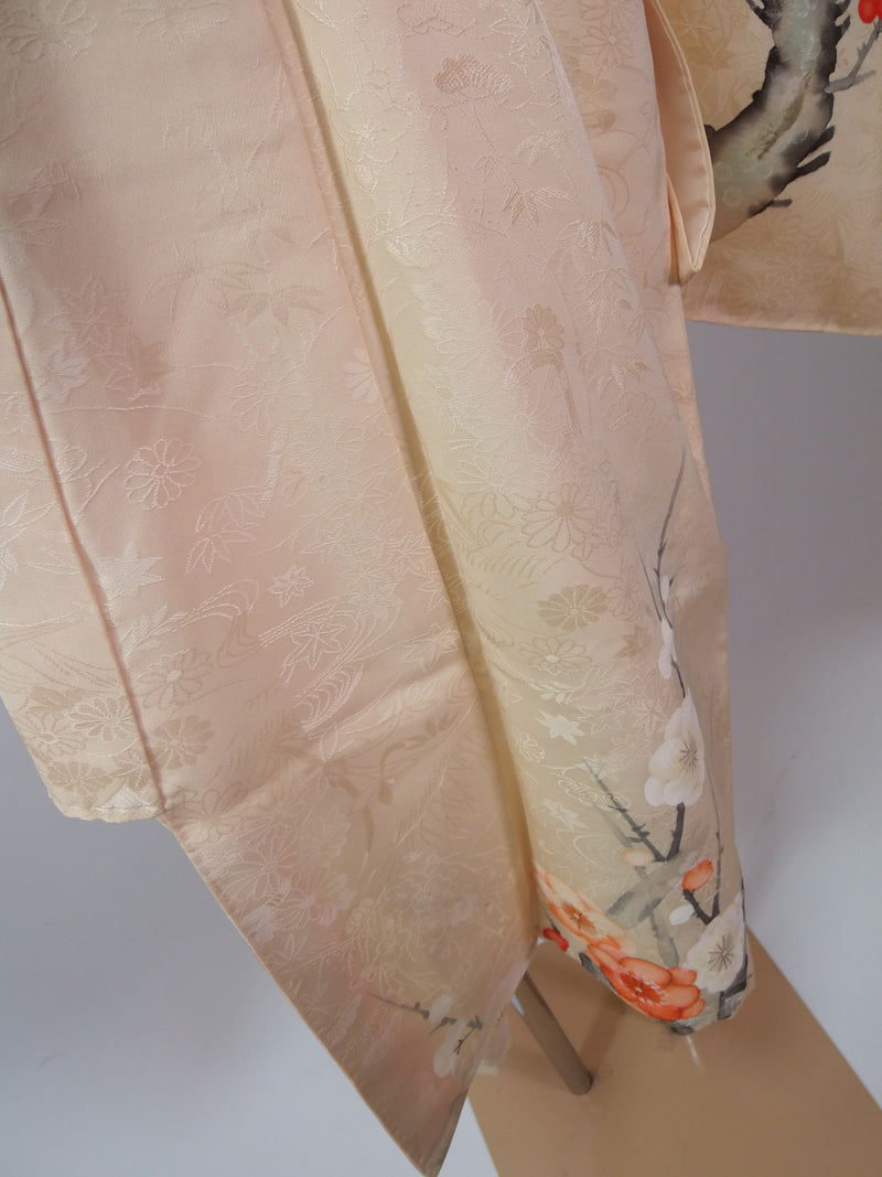 robe de kimono faite à partir de vrais kimono kimono kimono robe produits en soie unisexe pure soie fine orange avec prune