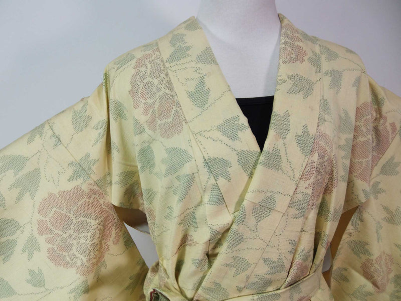 kimono gown made from a real kimono kimono kimono robe silk products unisex pure silk yellow rose