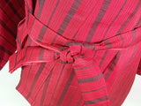 kimono gown made from real kimono Christmas color red vertically striped silk products unisex pure silk