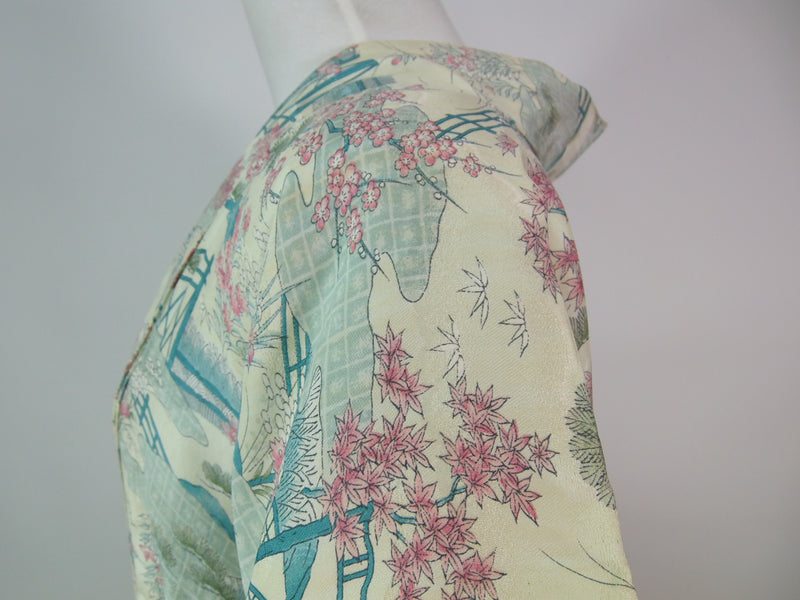 robe de kimono faite à partir de vrais kimono kimono kimono robe produits en soie unisexe Pure soie motif traditionnel japonais Chayatsuji jaune clair