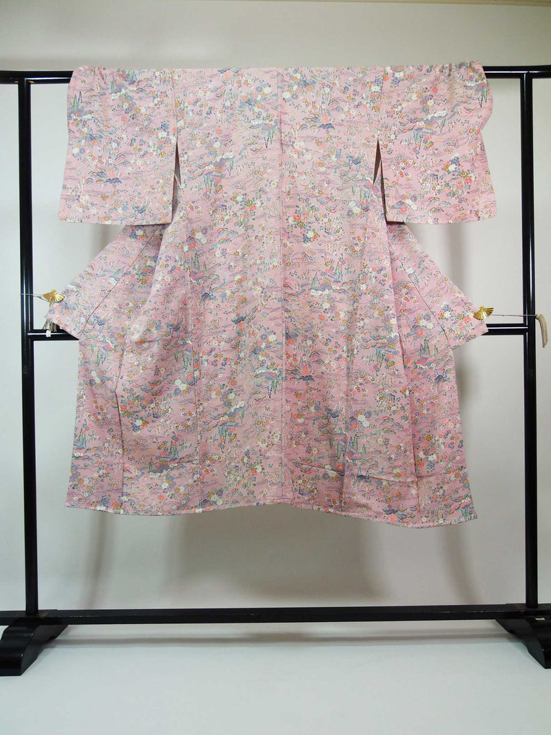 kimono gown made from real kimono kimono kimono robe silk products unisex pure silk Japanese traditional pattern Chayatsuji pink