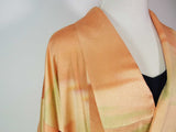 和服长袍，腰部缎带和服长袍丝绸制品男女通用和服外套和服翻拍长款开衫宽松米色