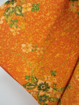 本物の着物から作った　kimono gown kimono robe silk products unisex 着物コート 和装 ロング 裏地　オレンジ 色　花柄　手染
