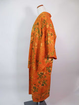 kimono gown kimono robe silk products unisex kimono coat kimono gown made from real kimono kimono kimono long lined orange color flower pattern hand dyed