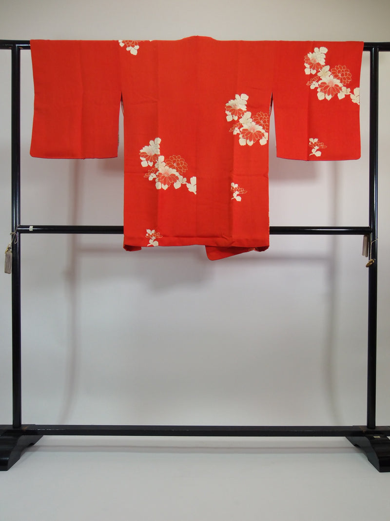 道行きコート　レトロ　花文様　正絹   kimono cardigan  almost mint condition